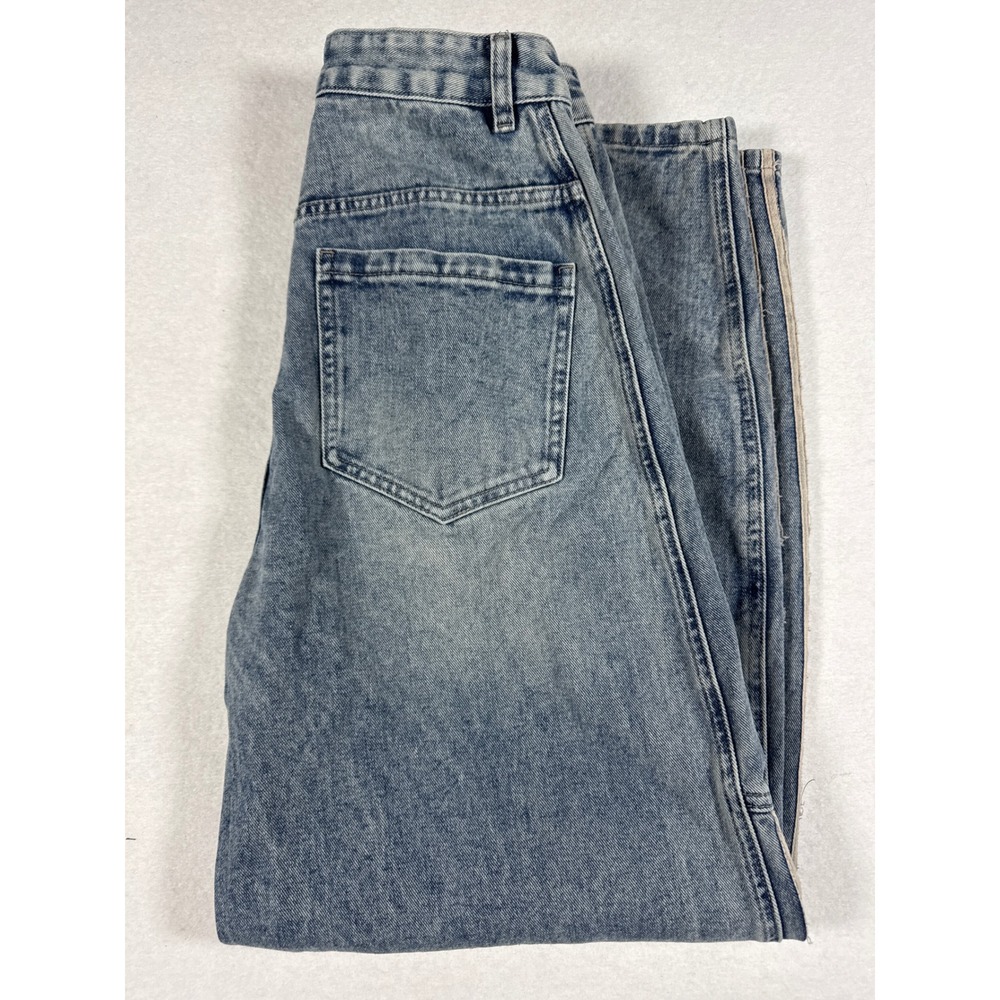 Micas Womens Blue Light Wash Triple Stripe Wide Leg Streetwear Jeans Size M